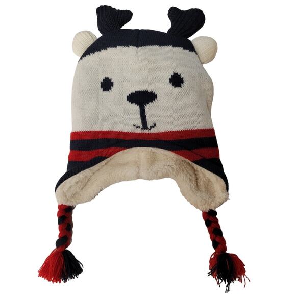 Sherpa Lined Reindeer Winter Hat Kid's size 4-8 years Animal Face - Picture 1 of 3